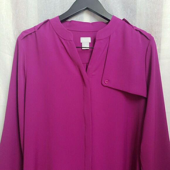 Chico's Blouse Top Magenta Pink Hidden Button Up Women's Size 2 US L - Picture 3 of 10